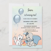 Kute Animals First Birthday Invitation Kaart (Voorkant)