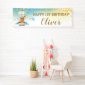 Kute Animals Hot Air Ballon Birthday Backdrop Spandoek (Insitu)