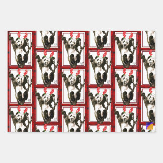 Kute Animals kerstcadeauset Panda, Honden Inpakpapier Vel