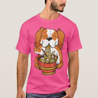 Kute animatiehond voedt ramen soep met noedels t-shirt