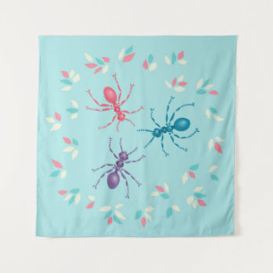Kute ants en lekken in pasteltongen, wildklemmen wandkleed