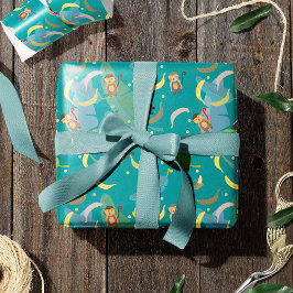 Kute apen en Bananen in het boompatroonpatroon Cadeaupapier