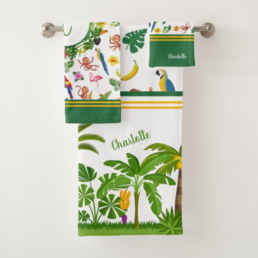 Kute apen en bananen in het Oerwoud Pattern Bad Handdoek (Insitu)