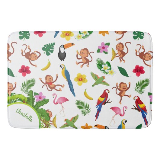 Kute apen en bananen in het Oerwoud Pattern Badmat (Voorkant)