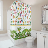 Kute apen en bananen in het Oerwoud Pattern Douchegordijn (In situ)