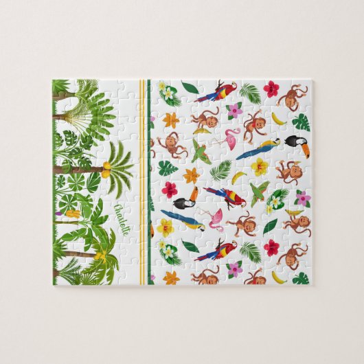 Kute apen en bananen in het Oerwoud Pattern Legpuzzel (Horizontaal)