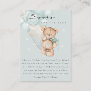 Kute Aqua Blue Beer ballonboeken voor Baby shower Informatiekaartje