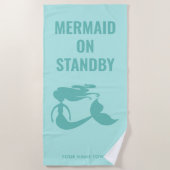 Kute aquablue mermaid strand dowel met aangepaste strandlaken (Voorkant)