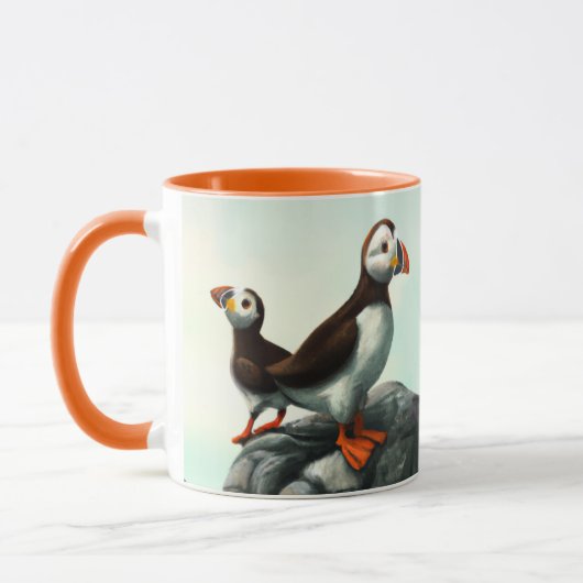 Kute Atlantic Puffins Seabirds on the Rocks Mok (Links)