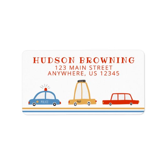 Kute auto's - Aangepaste labels voor retouradresse (Voorkant)