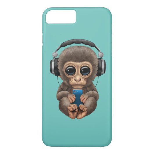 Kute Baby aap met hoofdtelefoon Case-Mate iPhone Case (Achterkant)