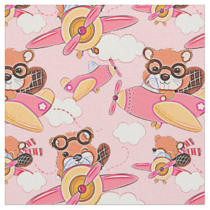 Kute Baby Animal Flying Pink Plant on Pink Stof