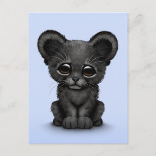 Kute Baby Black Panther Cub op Blue Briefkaart