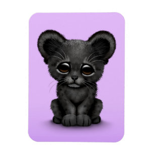 Kute Baby Black Panther Cub op Paars Magneet