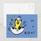 Kute Baby BOY Chick Cartoon Cust. Briefkaart (Voorkant / Achterkant)