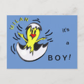 Kute Baby BOY Chick Cartoon Cust. Briefkaart (Voorkant)