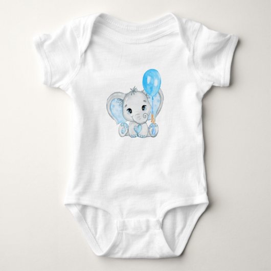 Kute Baby Boy Elephant with Balloon Romper (Voorkant)