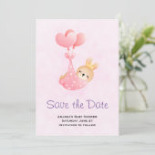 Kute Baby Bunny in een hartenband sparen de Datum Save The Date (Staand voorkant)