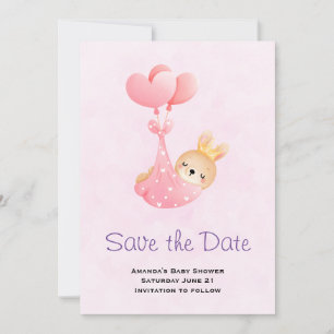 Kute Baby Bunny in een hartenband sparen de Datum Save The Date