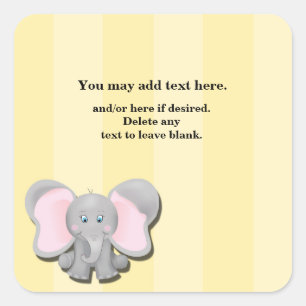 Kute Baby Elephant Shower Birthday Party Sticker