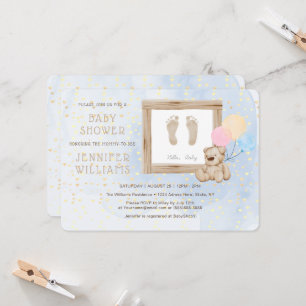 Kute Baby Feet Waterverf Blue Baby shower Modern Kaart