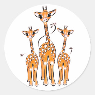 Kute Baby Giraffes, safari dieren Klassieke Ronde  Ronde Sticker