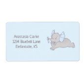 Kute baby-olifant met blauw potlood etiket (Voorkant)