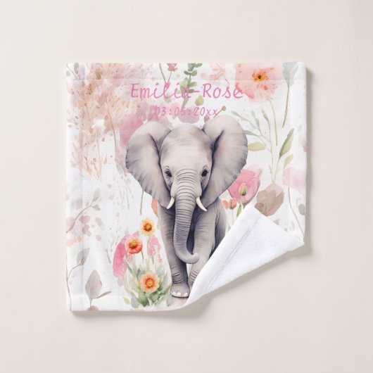 Kute Baby olifant Waterverf Veerventiel Bad Handdoek (Wasdoekje)