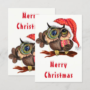 Kute Baby owl in kerstPet en cadeau - Cartoon