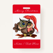 Kute Baby owl in kerstPet en cadeau - Cartoon Badge (Achterkant)