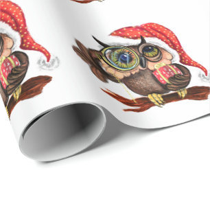 Kute Baby owl in kerstPet en cadeau - Cartoon Cadeaupapier