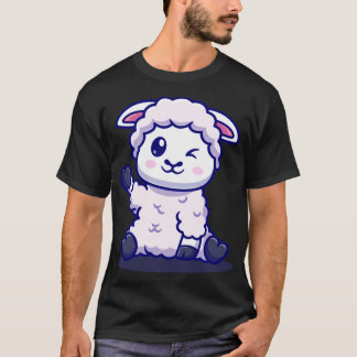 Kute Baby Sheep Waving Hand Cartoon T-shirt