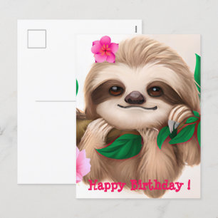 Kute Baby-sleuf in een boom Feestdagenkaart