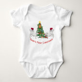 Kute Baby's First Kerstmis Baby Goats and Tree Romper (Voorkant)