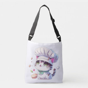 Kute Baker Pastry Chef Cat Kitten met brood   Crossbody Tas