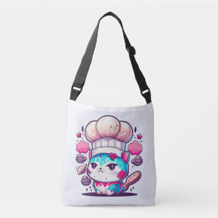 Kute Baker Pastry Chef Cat Kitten met brood   Crossbody Tas