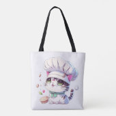 Kute Baker Pastry Chef Cat Kitten met brood | Draagtas (Achterkant)