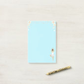 Kute Ballet Dancer & Flowers op Light Blue Post-it® Notes (Op bureau)