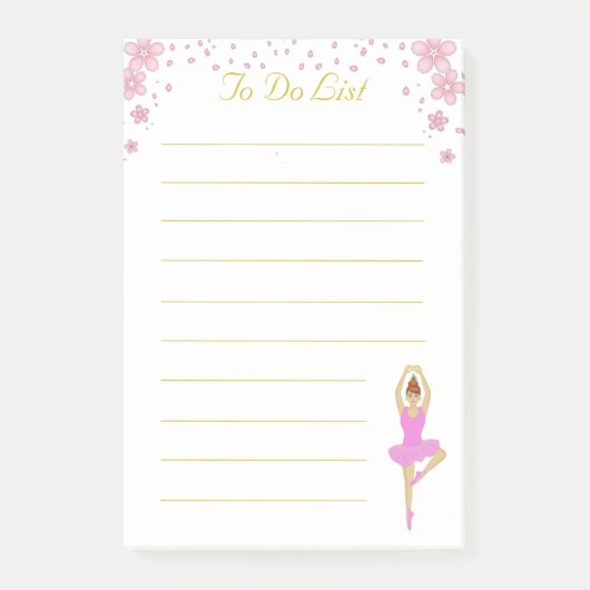 Kute balletdanser in roze en bloemen om een lijst  post-it® notes (Voorkant)