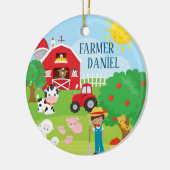 Kute Barnyard Animals, Farmer, Tractor Kerstmis Keramisch Ornament (Links)