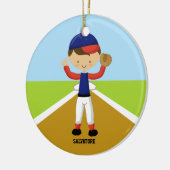 Kute Baseball Player in Red & Blue Ornament (Links)