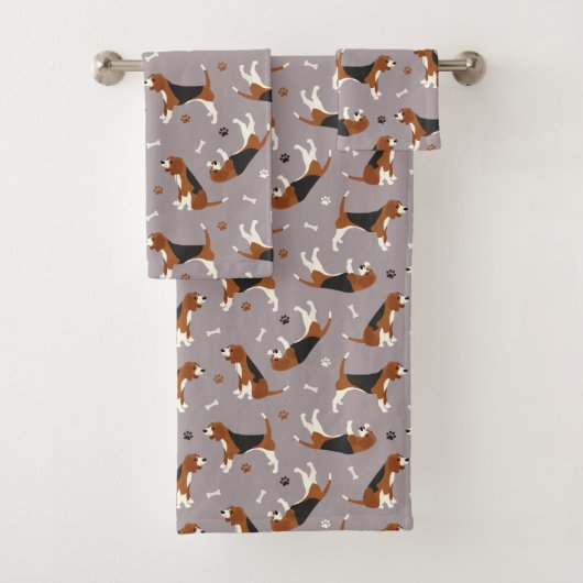 Kute beagles Paws and Botten Grey Bad Handdoek (Insitu)