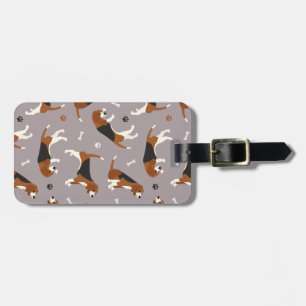Kute beagles Paws and Botten Grey Bagagelabel
