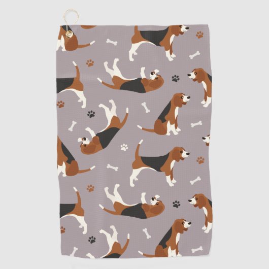 Kute beagles Paws and Botten Grey Golfhanddoek (Voorkant)