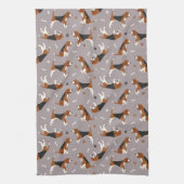 Kute beagles Paws and Botten Grey Theedoek (Verticaal)