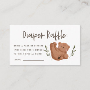 Kute Beer Baby shower Diaper Raffle Ticket Informatiekaartje