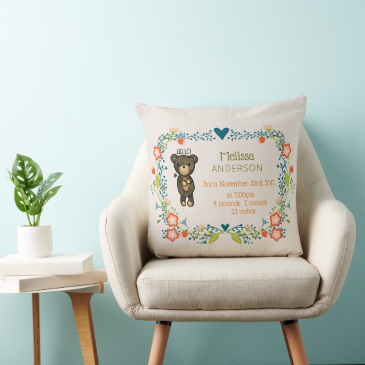 Kute Beer, gele bloem en baarmoeder Kussen (Stoel)