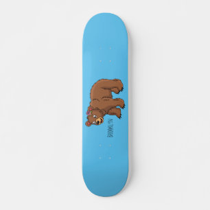 Kute beer met afbeelding van de cartoon van de blo skateboard