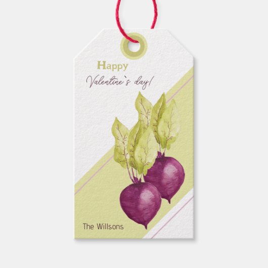 Kute beets in Love Waterverf Hand-schilderde Cadeaulabel (Voorkant)