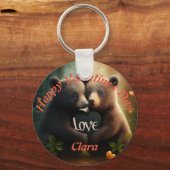 Kute beren in liefdesomhelzing sleutelhanger (Voorkant)